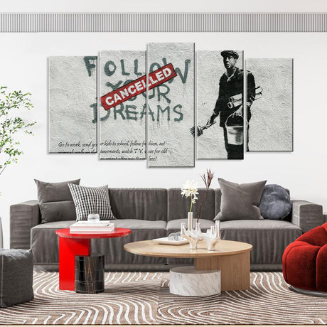 Banksy Follow Your Dreams Cancelled Canvas Wall Art