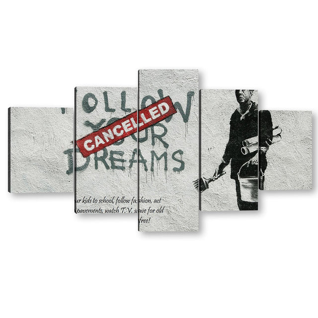 Banksy Follow Your Dreams Cancelled Canvas Wall Art