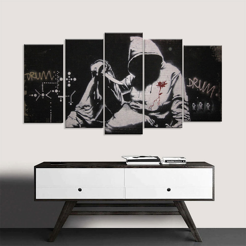 Banksy Hoodie With Knife Canvas Wall Art