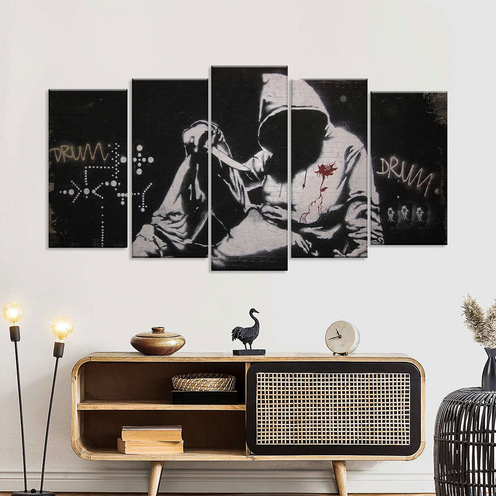 Banksy Hoodie With Knife Canvas Wall Art