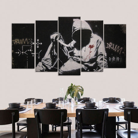 Banksy Hoodie With Knife Canvas Wall Art