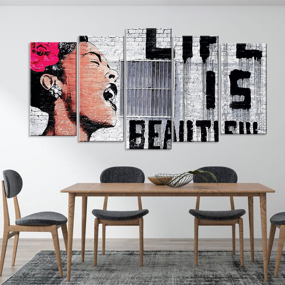 Banksy Life Is Beautiful Canvas Wall Art