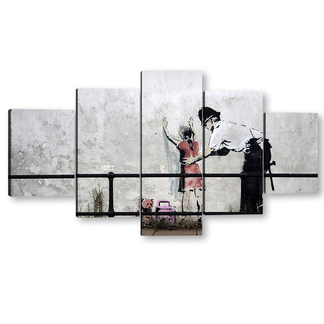 Banksy Little Girl And Police Canvas Wall Art