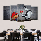 Banksy Mario And Police Canvas Wall Art