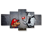 Banksy Mario And Police Canvas Wall Art