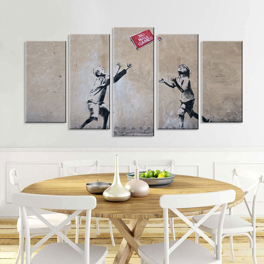 Banksy No Ball Games Canvas Wall Art