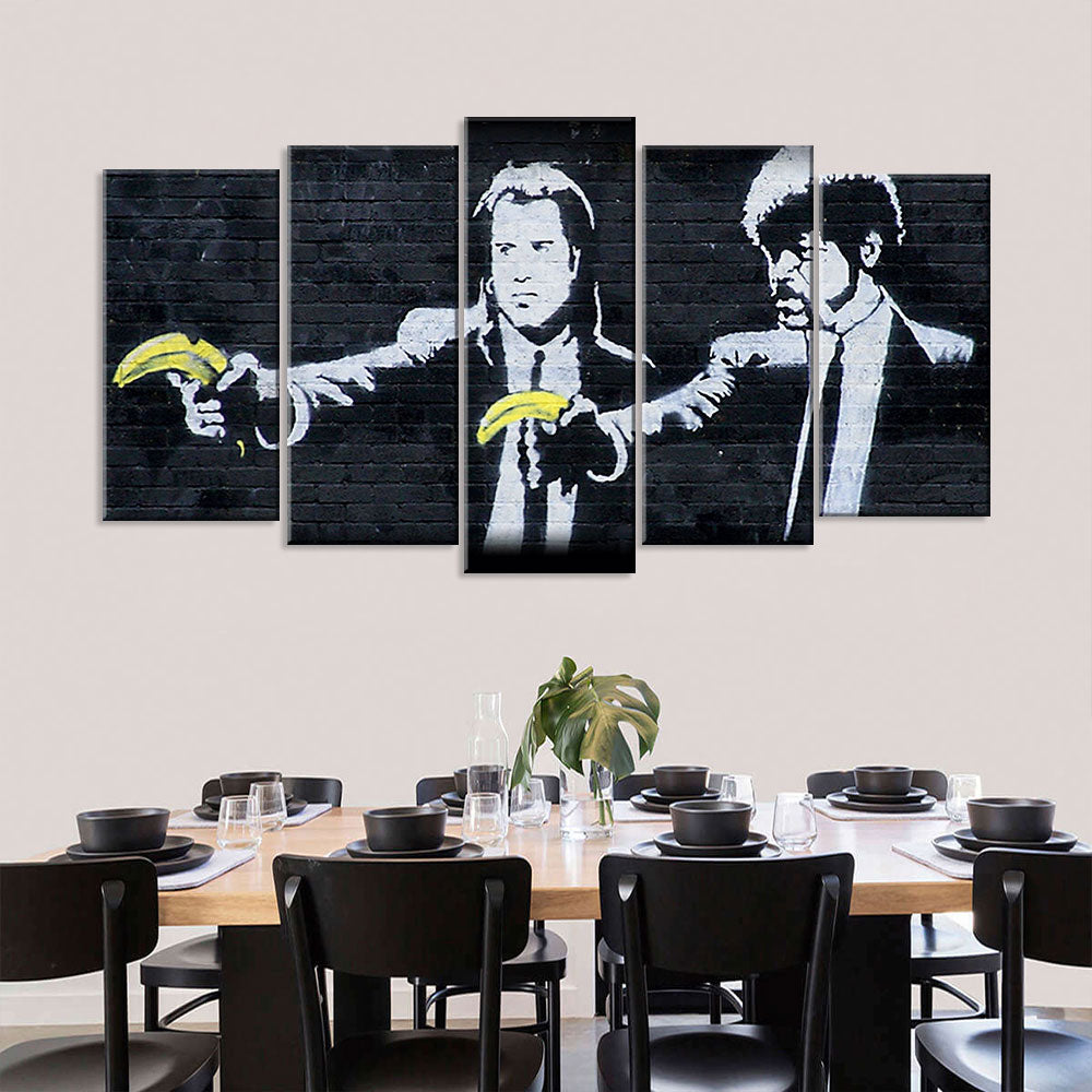 Banksy Pulp Fiction Bananas Canvas Wall Art