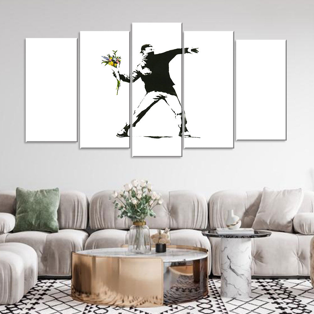 Banksy Rage Flower Thrower Canvas Wall Art