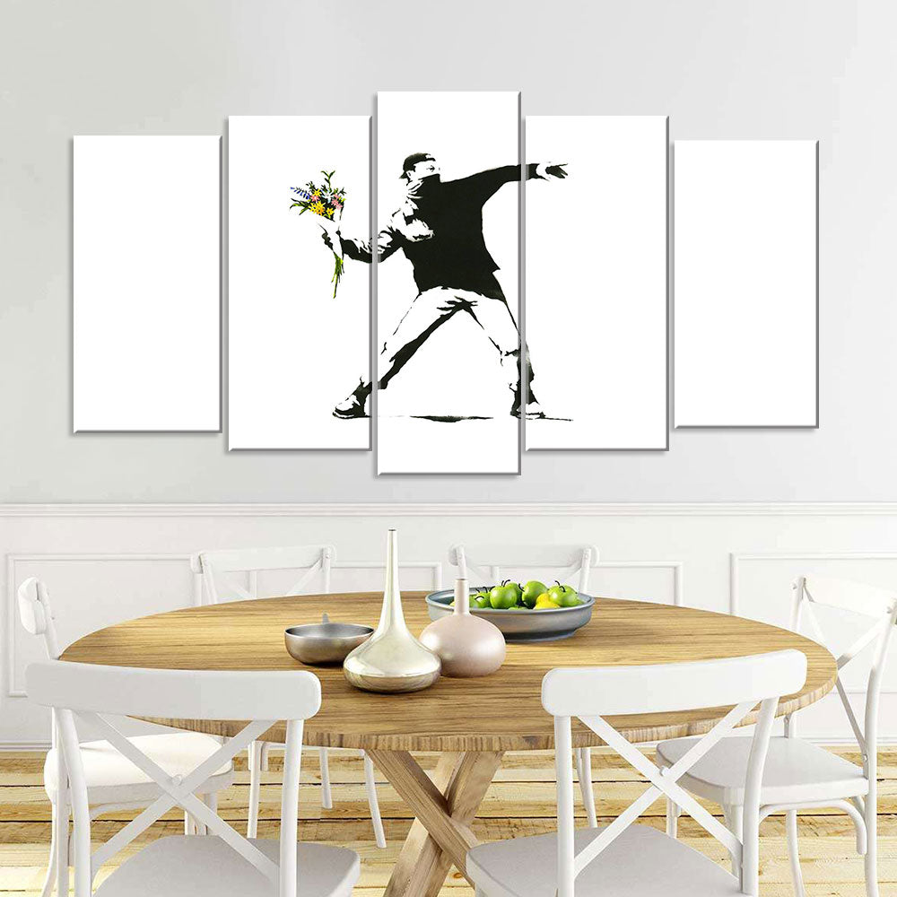 Banksy Rage Flower Thrower Canvas Wall Art