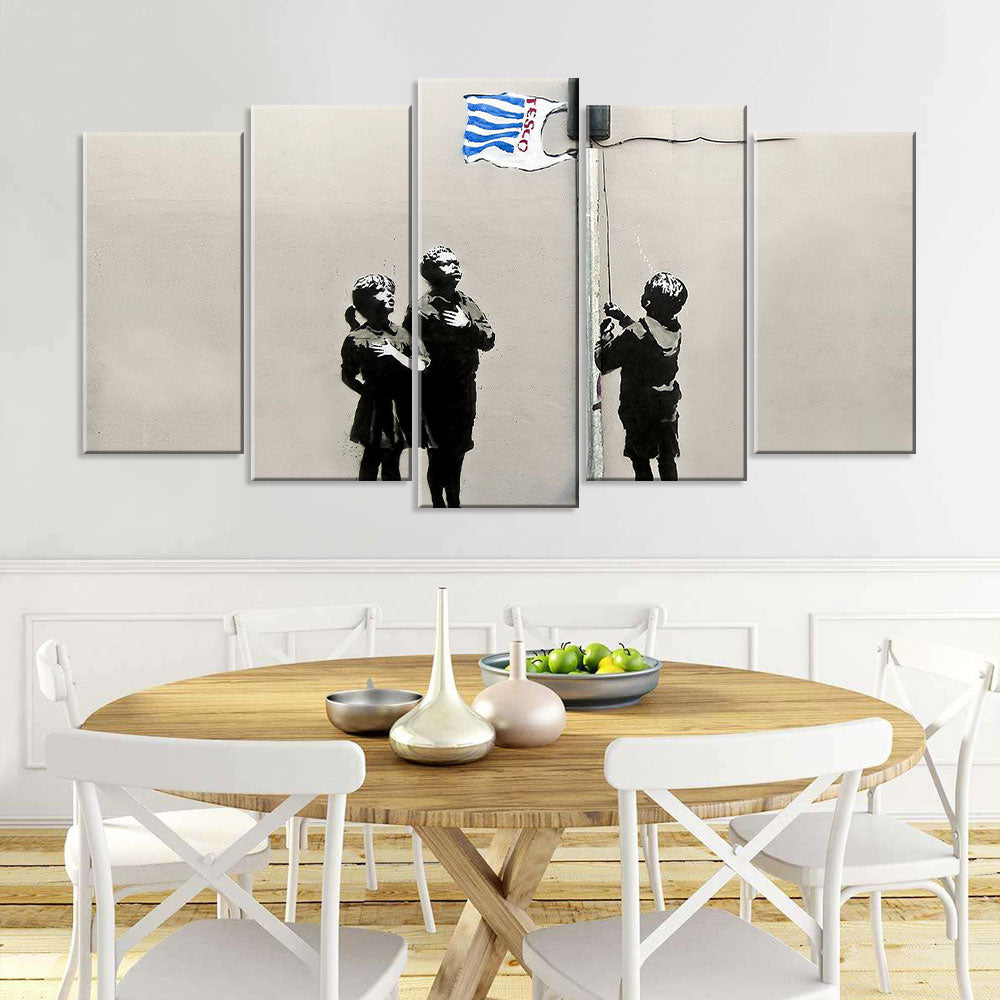 Banksy Tesco Flag Canvas Wall Art