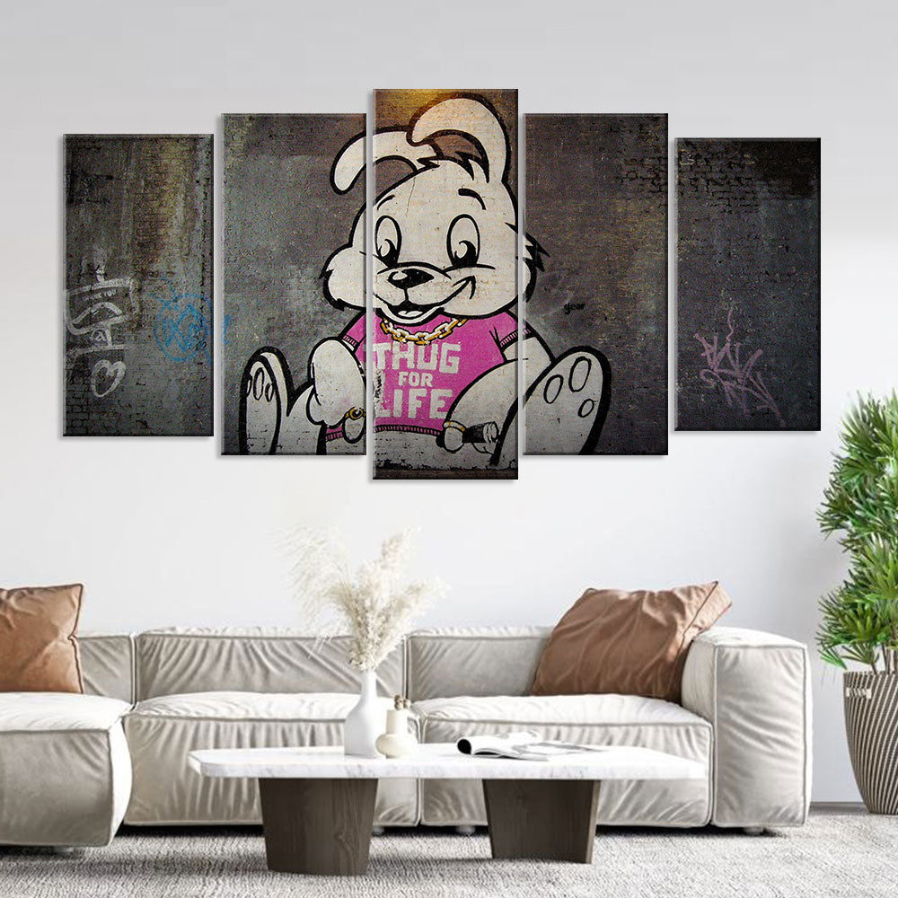 Banksy Thug for Life Rabbit Graffiti Canvas Wall Art