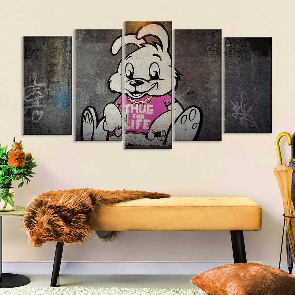 Banksy Thug for Life Rabbit Graffiti Canvas Wall Art