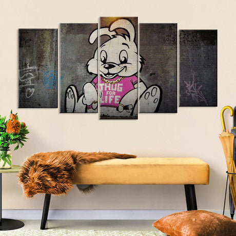 Banksy Thug for Life Rabbit Graffiti Canvas Wall Art