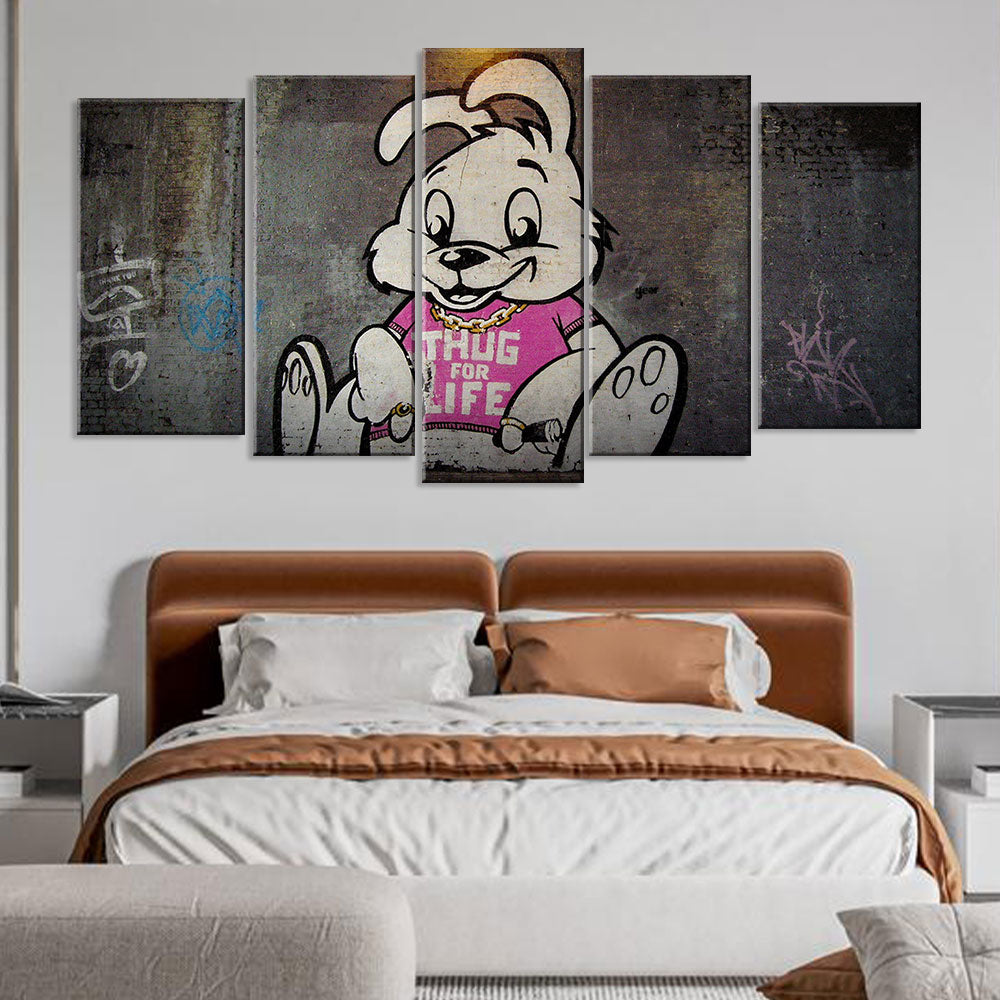 Banksy Thug for Life Rabbit Graffiti Canvas Wall Art