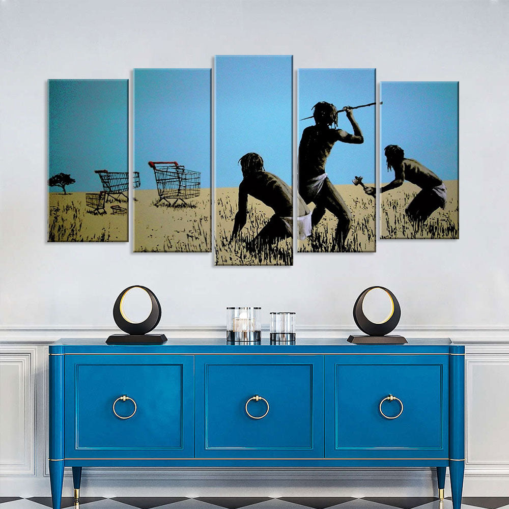 Banksy Trolley Hunters Canvas Wall Art