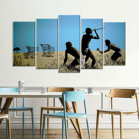 Banksy Trolley Hunters Canvas Wall Art