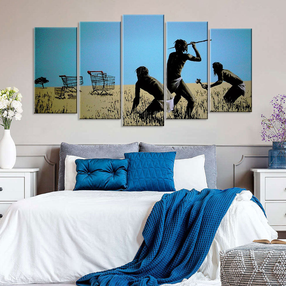 Banksy Trolley Hunters Canvas Wall Art