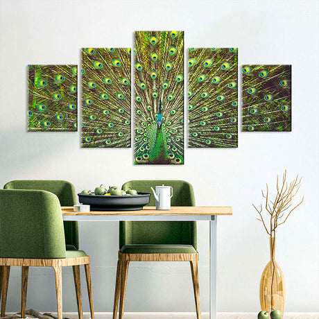 Beautiful Green Peacock Feather Canvas Wall Art