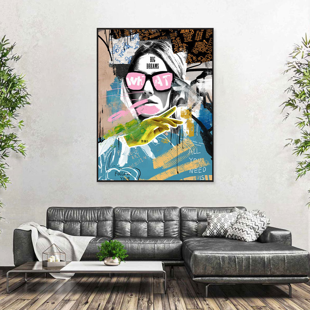 Big Dreams Fashion Girl Graffiti Canvas Wall Art