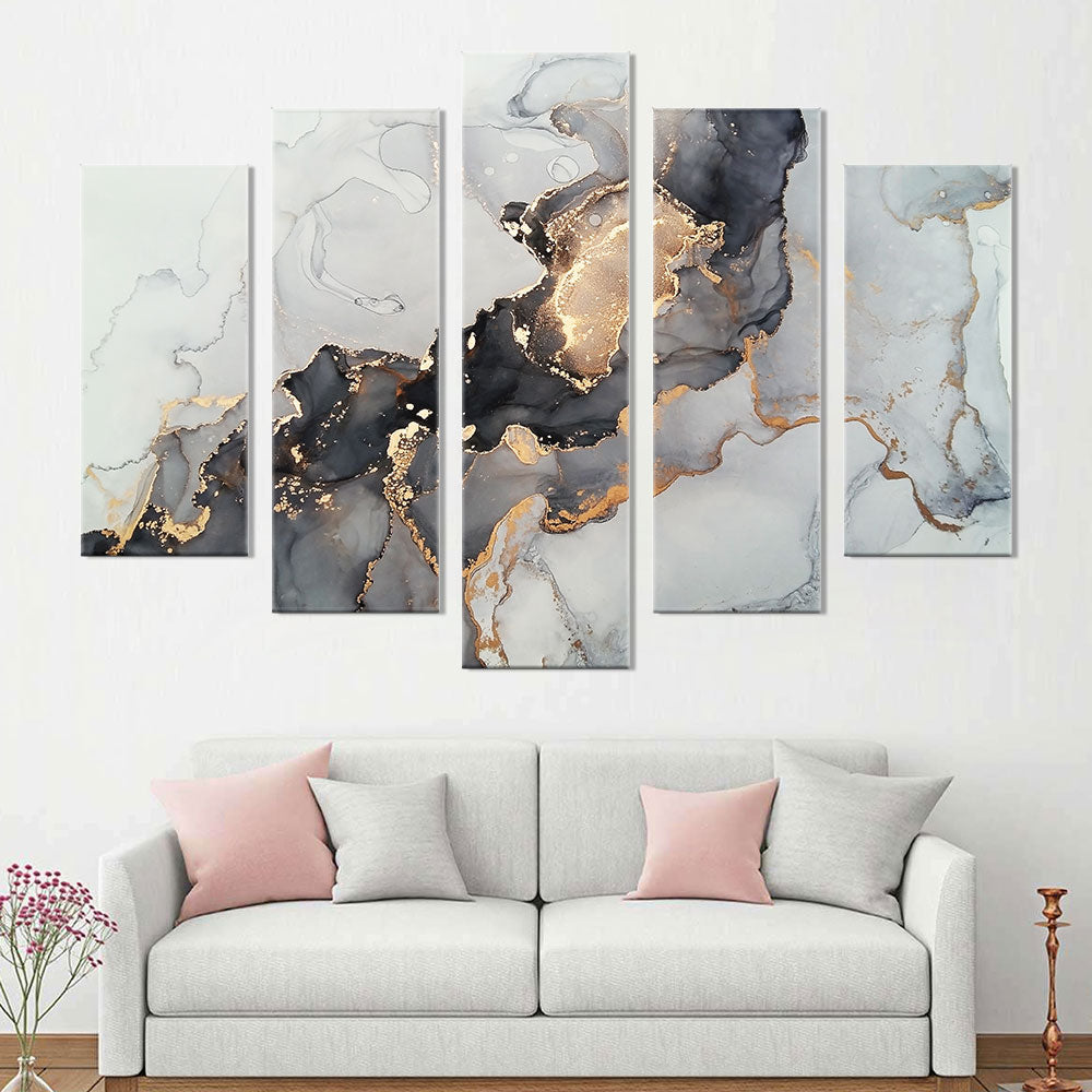 Black Gold Marble Abstract Canvas Wall Art