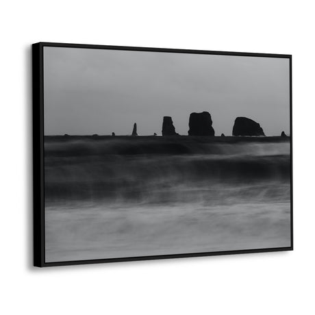 Black And White Coastal Rocks Canvas Wall Art