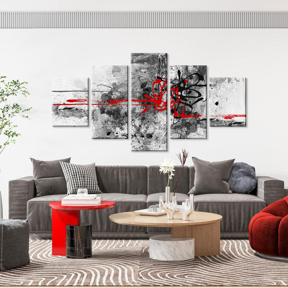 Abstract Black and Red Grunge Canvas Wall Art