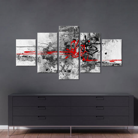 Abstract Black and Red Grunge Canvas Wall Art