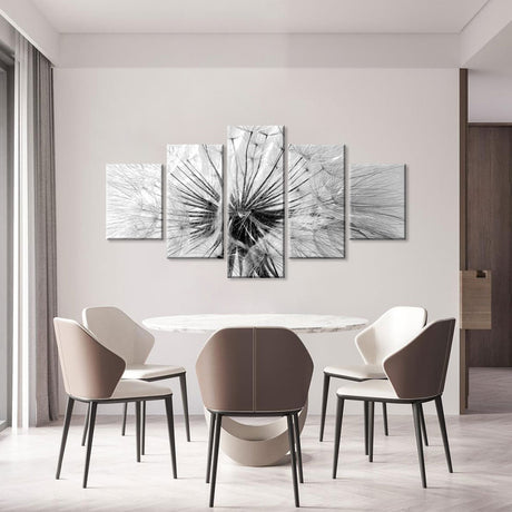 Black and White Dandelion Flower Canvas Wall Art