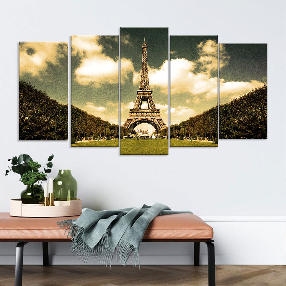 Eiffel Tower Canvas Wall Art – 5 Panel Multi-Piece Print