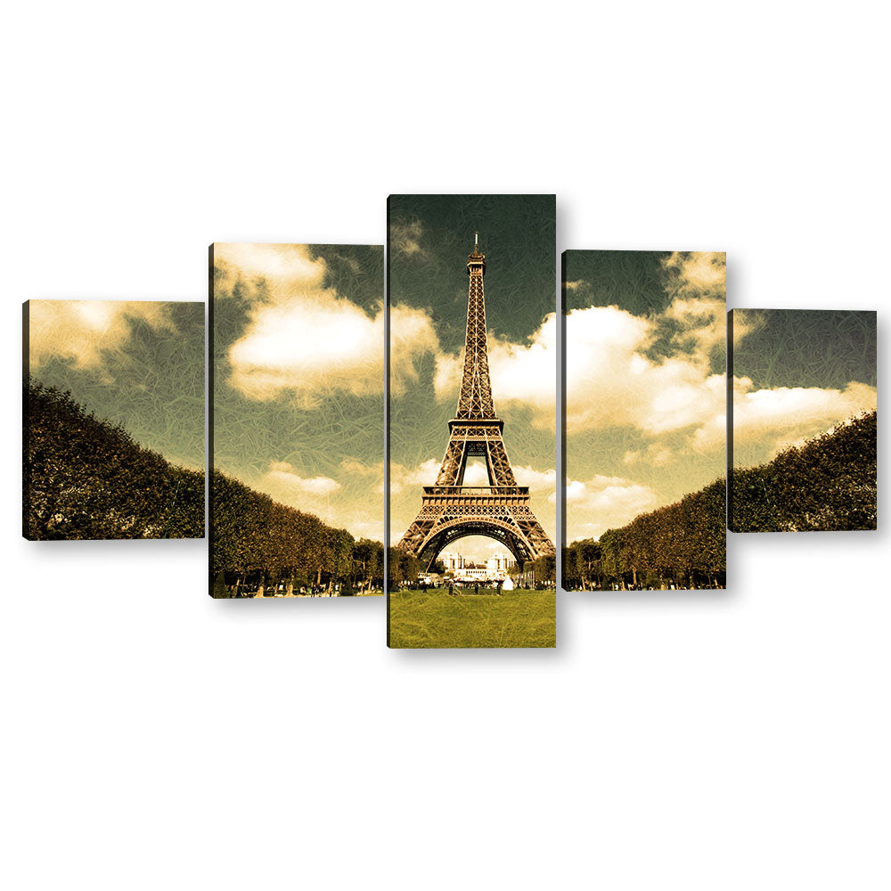 Eiffel Tower Canvas Wall Art – 5 Panel Multi-Piece Print