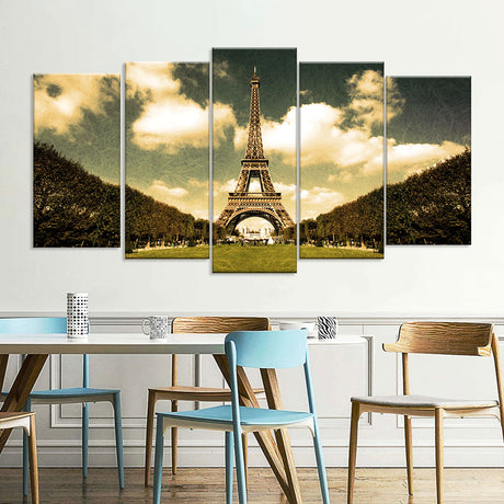 Eiffel Tower Canvas Wall Art – 5 Panel Multi-Piece Print