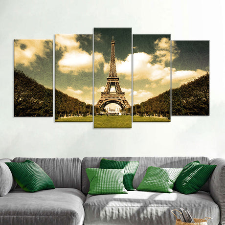 Eiffel Tower Canvas Wall Art – 5 Panel Multi-Piece Print