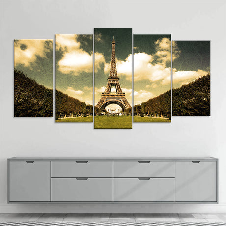 Eiffel Tower Canvas Wall Art – 5 Panel Multi-Piece Print