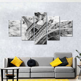 Black and White Eiffel Tower Cloudscape Canvas Wall Art