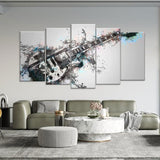 Black and White Electric Guitar Canvas Wall Art