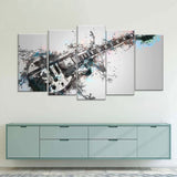 Black and White Electric Guitar Canvas Wall Art