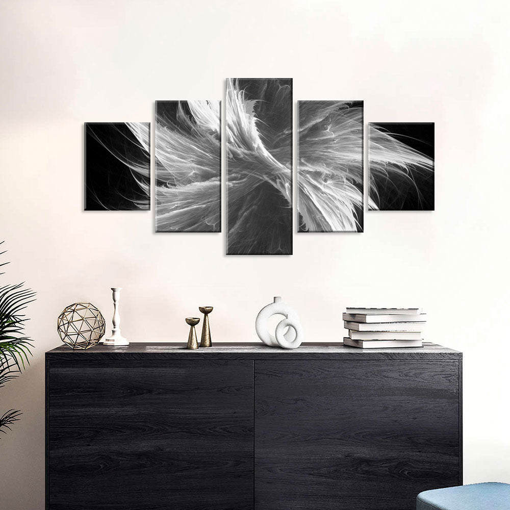 Elegant Black and White Fractal Canvas Wall Art