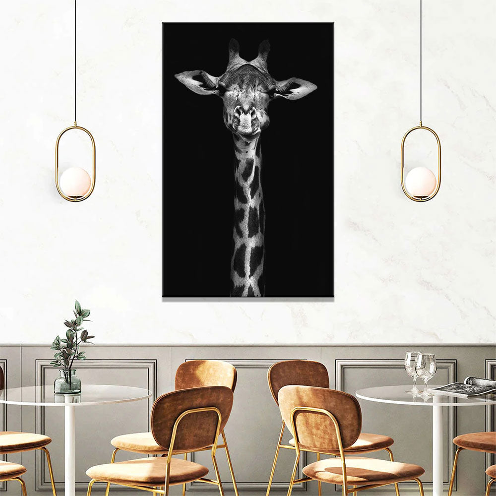 Black and White Giraffe Canvas Wall Art