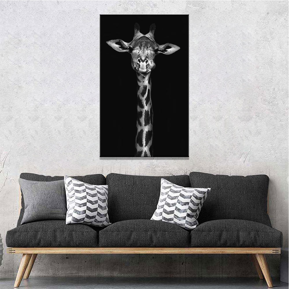 Black and White Giraffe Canvas Wall Art