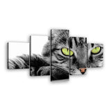 Black and White Green Eye Cat Canvas Wall Art