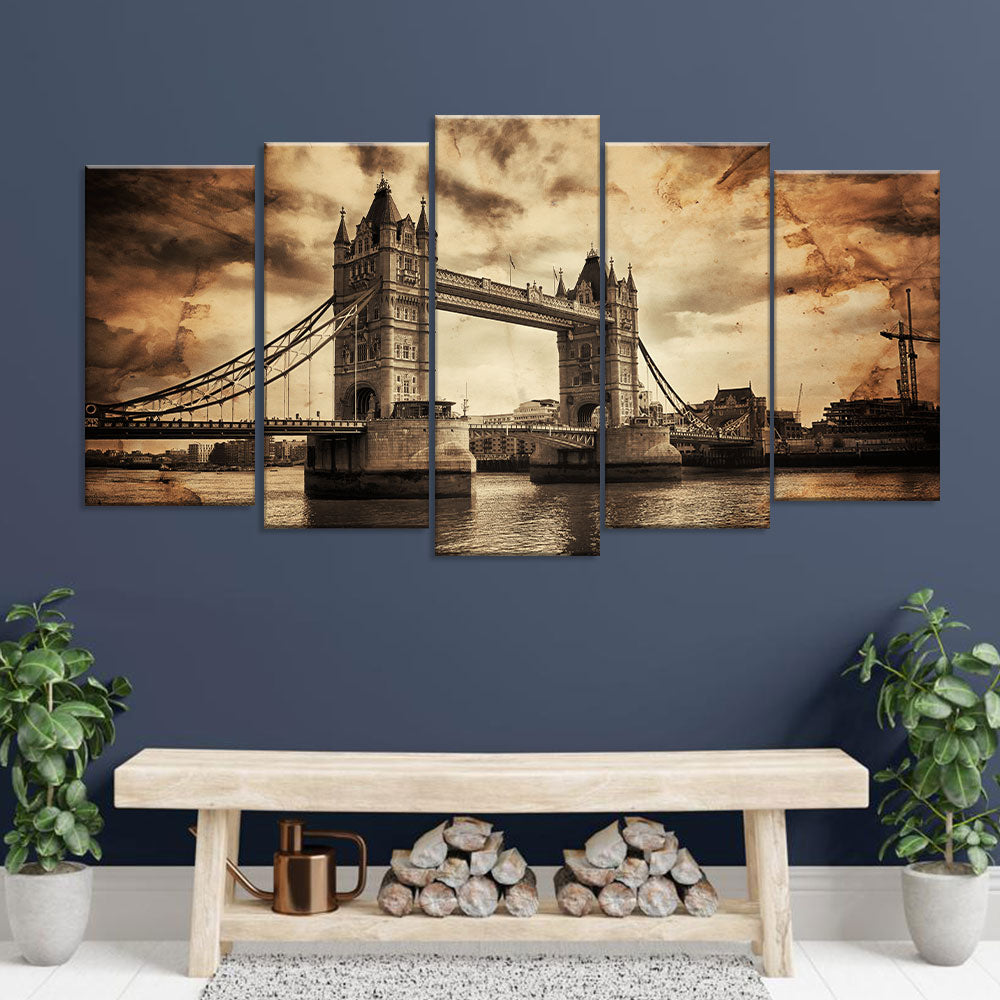 Black and White Tower Bridge Canvas Wall Art