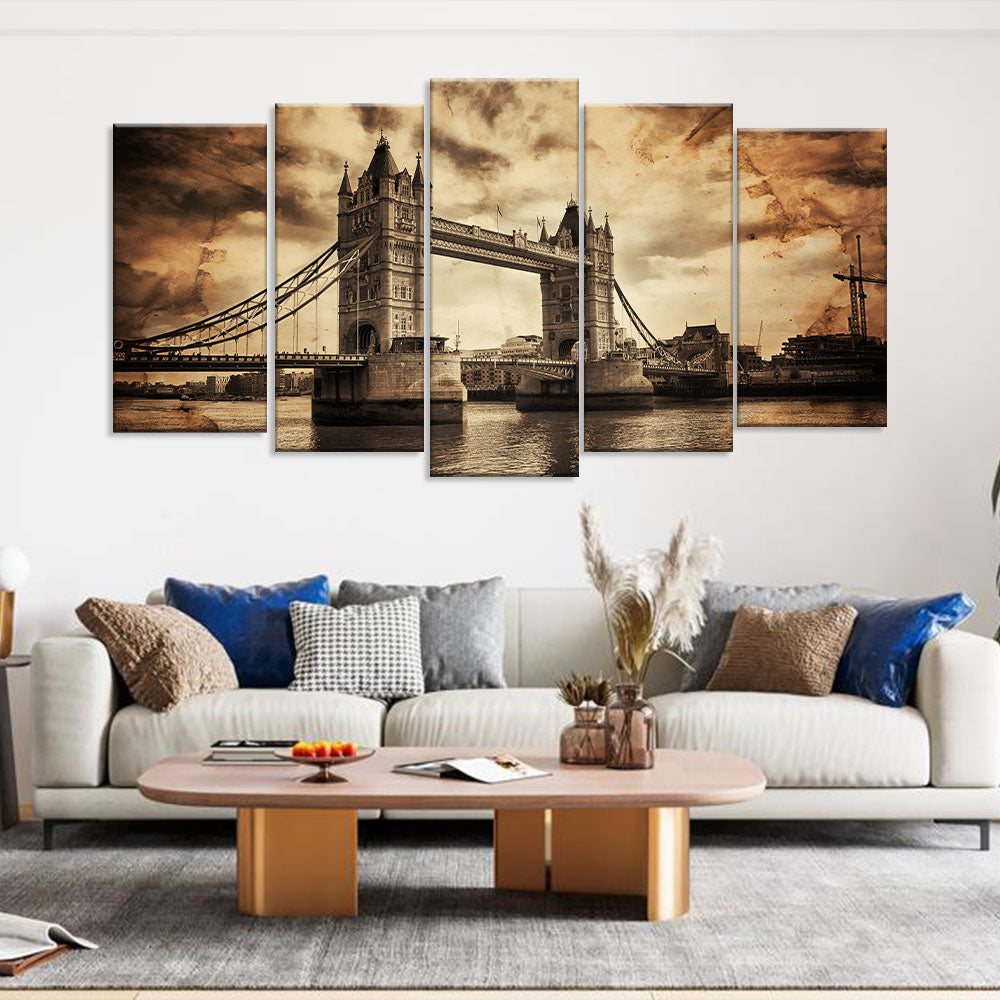 Black and White Tower Bridge Canvas Wall Art