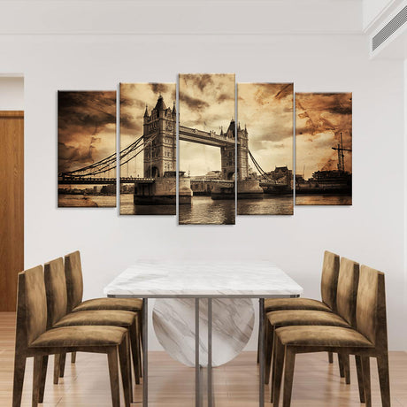 Black and White Tower Bridge Canvas Wall Art