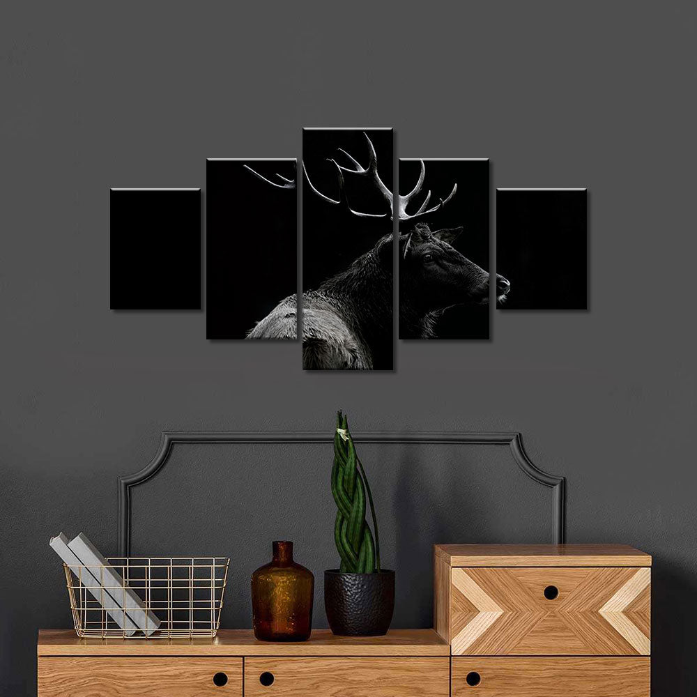 Black and White Deer Soul Canvas Wall Art