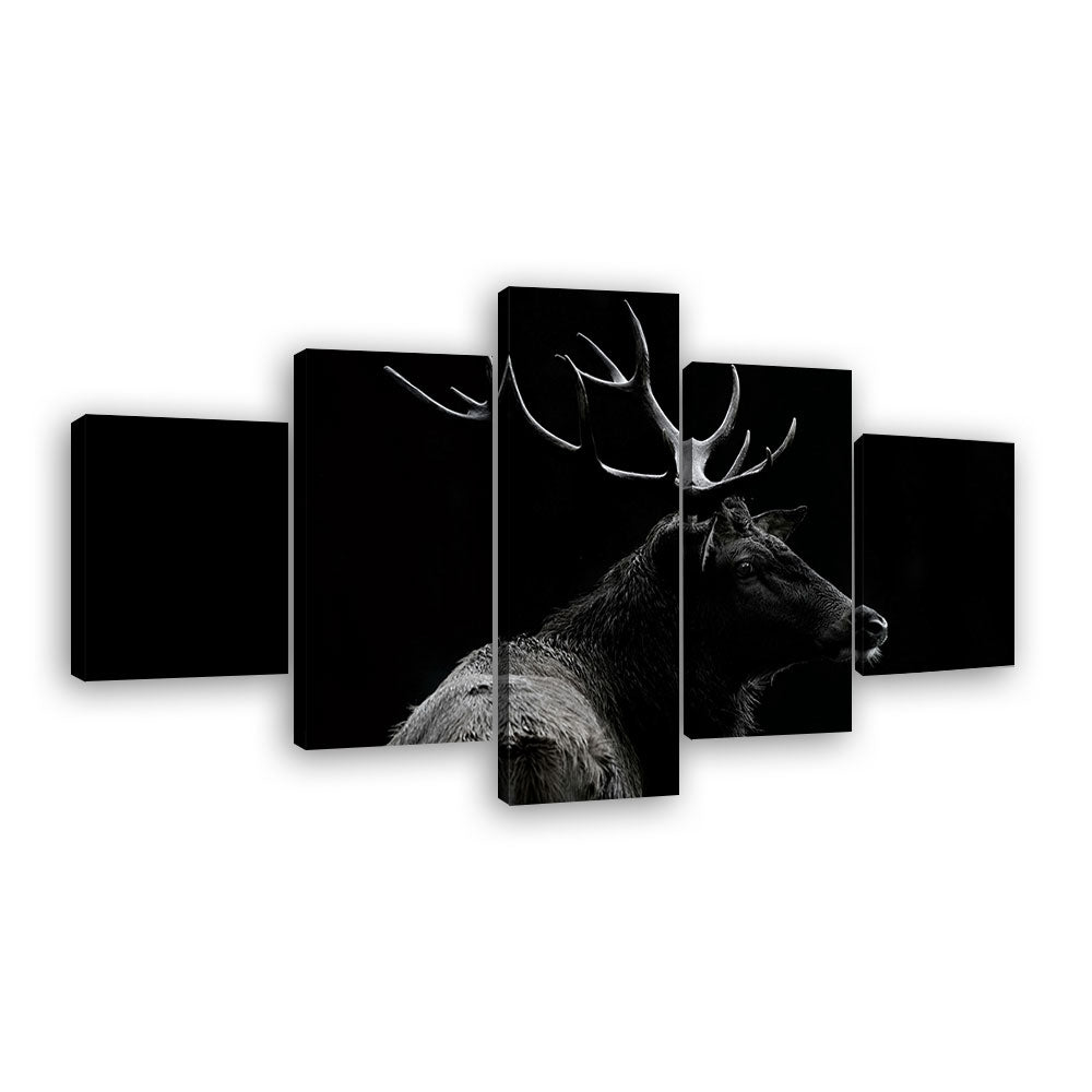 Black and White Deer Soul Canvas Wall Art