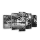 Black and White Lake Tree Canvas Wall Art