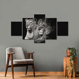 Black and White Lion Couple Canvas Wall Art