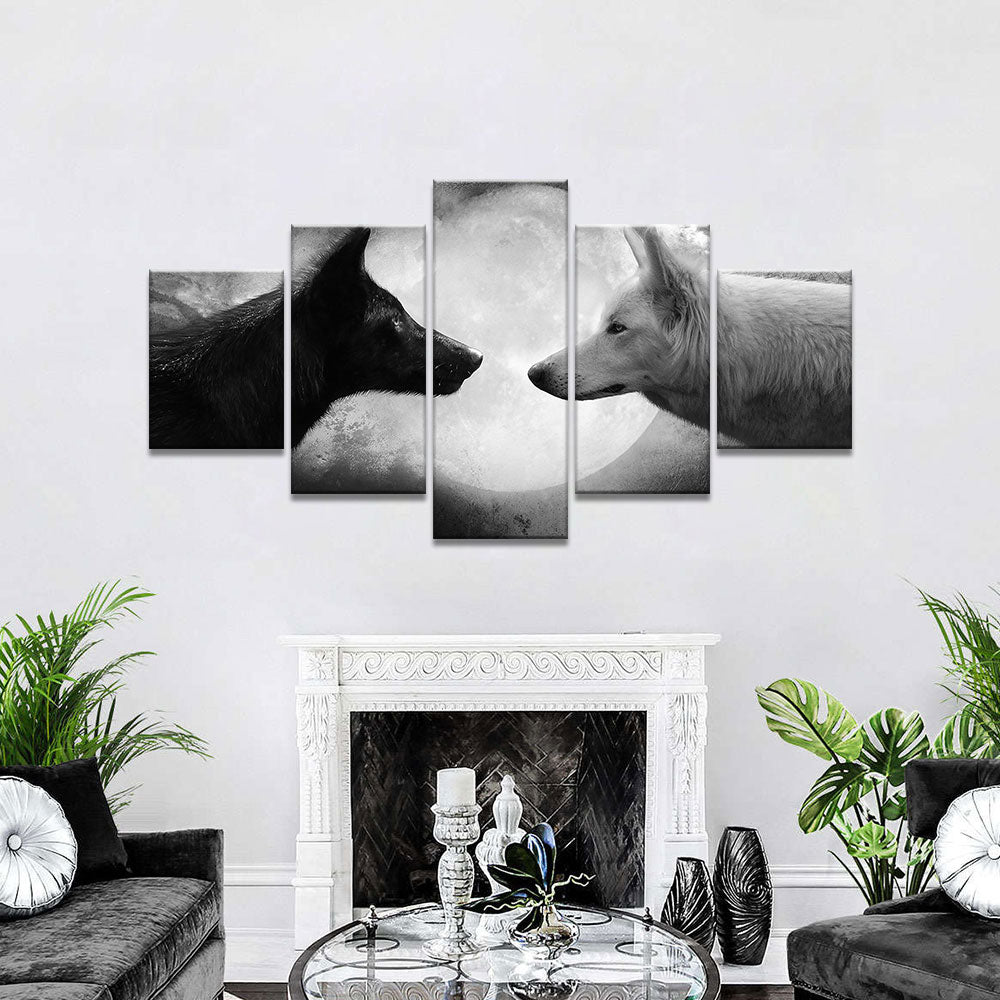 Black and White Wolf Canvas Wall Art