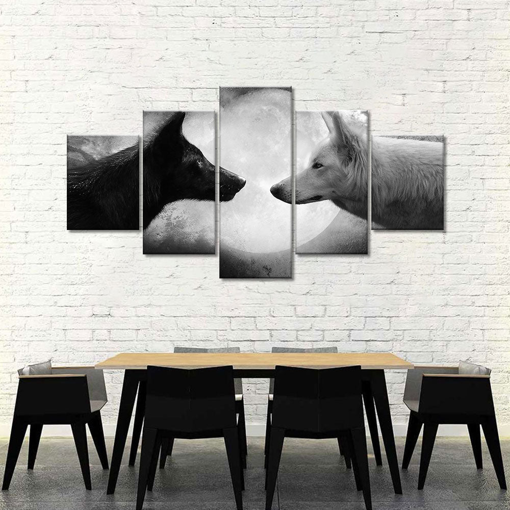 Black and White Wolf Canvas Wall Art