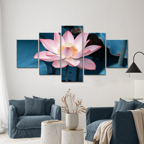 5-panel Lotus Flower Canvas Wall Art